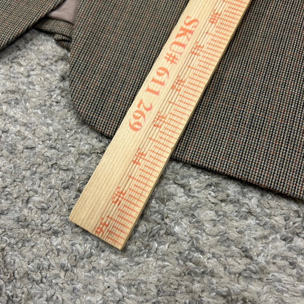 Lauren Ralph Lauren Blazer Sport Coat 44L Brown Silk Wool Micro Houndstooth - Picture 3 of 9